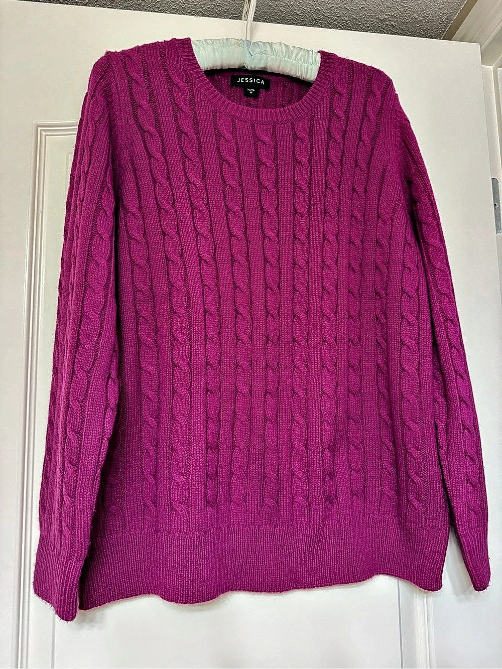 Jessica Cable Knit Sweater in Pink Size XL (18)